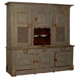 French Alsation painted pine buffet a deux corps, circa 1880