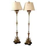 Handsome pair of French tole floor lamps, rewired