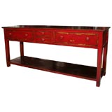 Long  Painted Red  Wood  Console