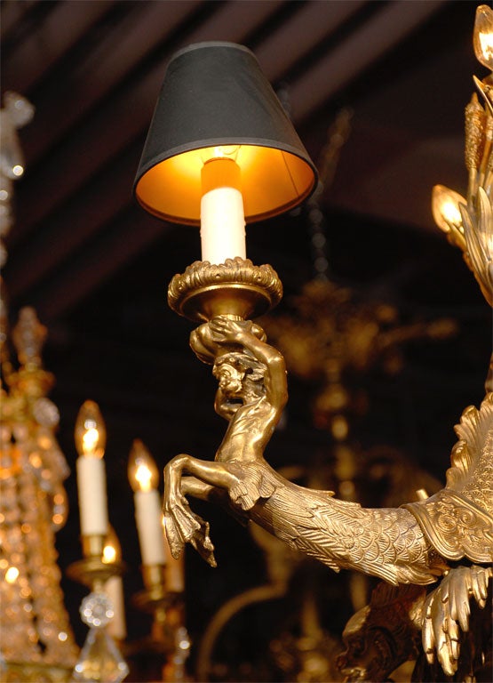 A Superb Gilt Bronze Rocailli Chandelier In Excellent Condition For Sale In Atlanta, GA