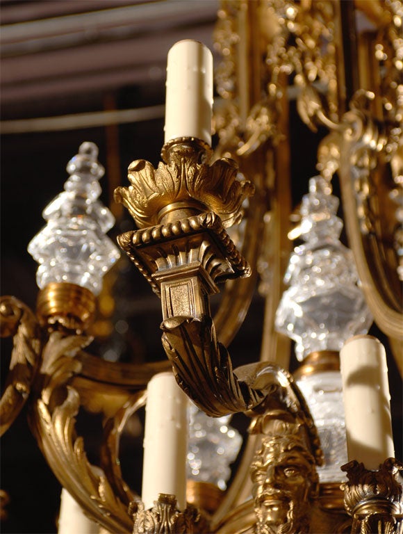 20th Century Antique Chandelier. Gilt bronze chandlier with crystal For Sale