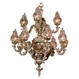 Silver over bronze chandelier