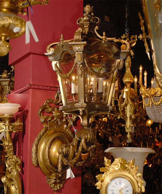 French Pair of Brackets with Lanterns For Sale
