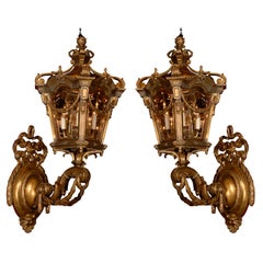 Antique Pair of Brackets with Lanterns