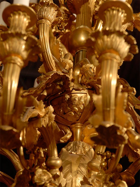 20th Century Antique Chandelier. Gilt bronze chandelier depicting mermaids