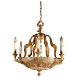 Gilt bronze and alabaster chandelier