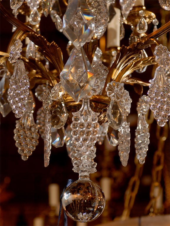 Antique Gilt Bronze Chandelier with Crystal Grape Clusters at 1stdibs
