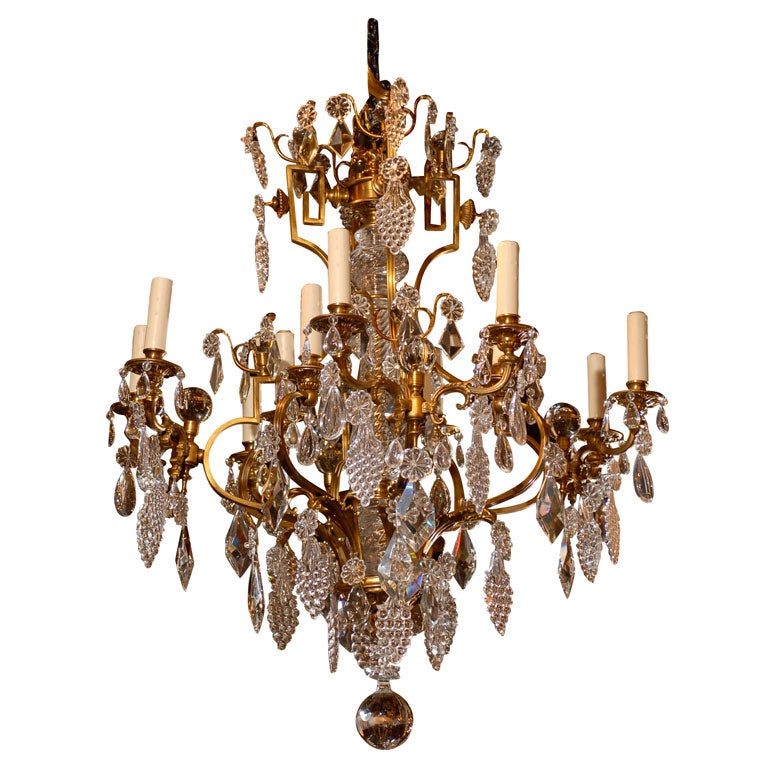 Antique Gilt Bronze Chandelier with Crystal Grape Clusters at 1stdibs