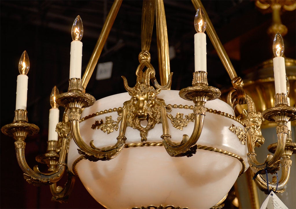 alabaster chandelier antique