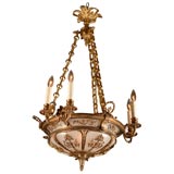 Gilt bronze and alabaster chandelier