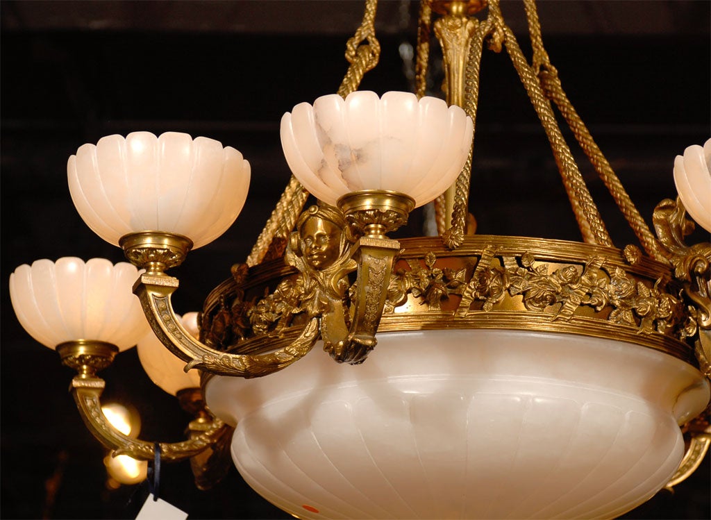 Antique Gilt Bronze and Alabaster Chandelier at 1stdibs