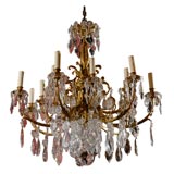 Gilt bronze and crystal chandelier