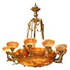 Antique Alabaster Chandelier 8