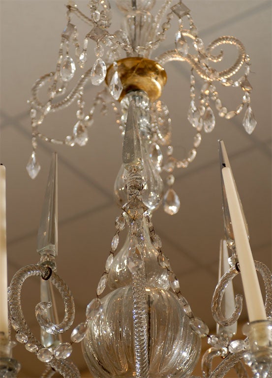 Rococo A Fine 18th Century Venetian Crystal Chandelier with Gilt Detail For Sale