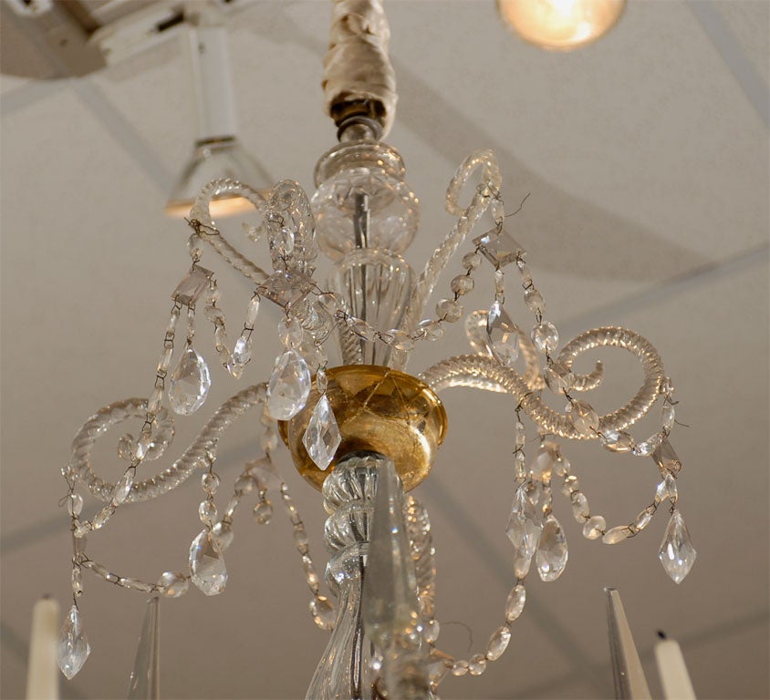 18th Century and Earlier A Fine 18th Century Venetian Crystal Chandelier with Gilt Detail For Sale