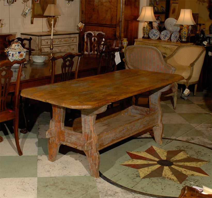 19th Century Swedish Painted Trestle Table