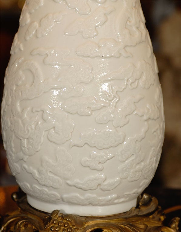 19th Century Blanc de Chine Vase with Ormalu Mounts, wired as a lamp