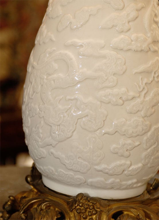 Blanc de Chine Vase with Ormalu Mounts, wired as a lamp 1