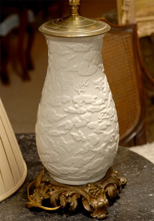 Blanc de Chine Vase with Ormalu Mounts, wired as a lamp 6