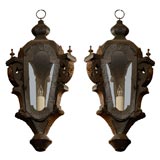 Pair of 18th century Parcel Gilt and Tole Lanterns, Italy