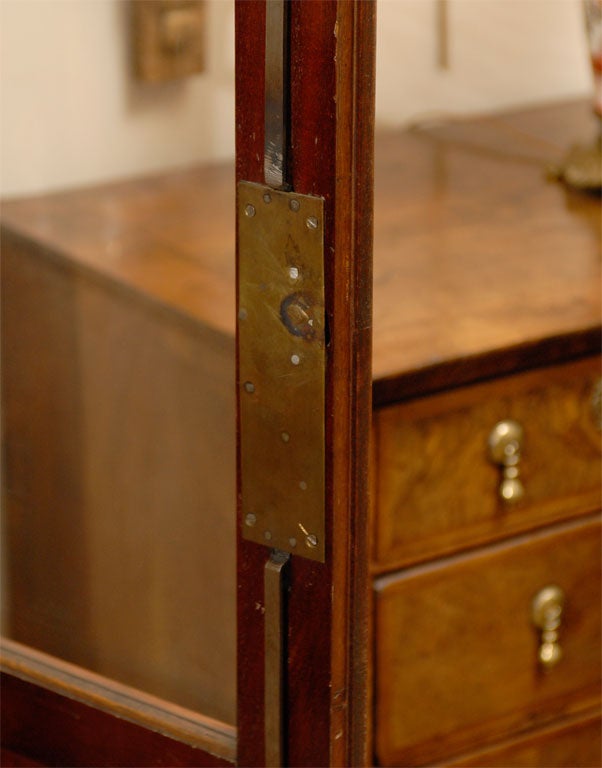 19th Century Faded Mahogany Bookcase with Glazed Doors & Bun Feet, ca. 1830