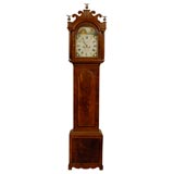 English Mahogany Tallcase Clock with Painted Face ca. 1800