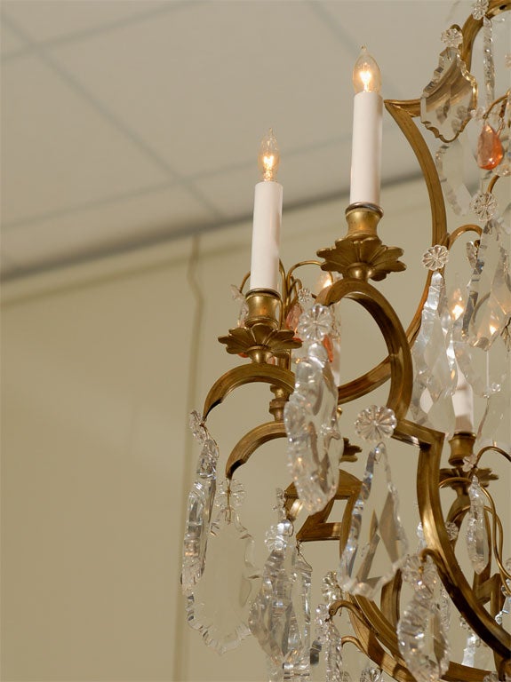 French Louis XV Style Bronze & Crystal Chandelier, 19th Century In Good Condition In Atlanta, GA