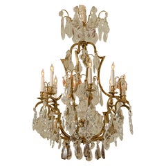 French Louis XV Style Bronze & Crystal Chandelier, 19th Century