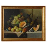 Continental Oil on Canvas Still Life Painting of Fruits