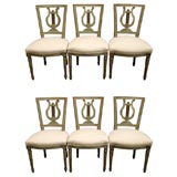 Antique Set of six painted lyre bck chairs