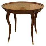 Mid-Century Occasional Table With Brass Inlay