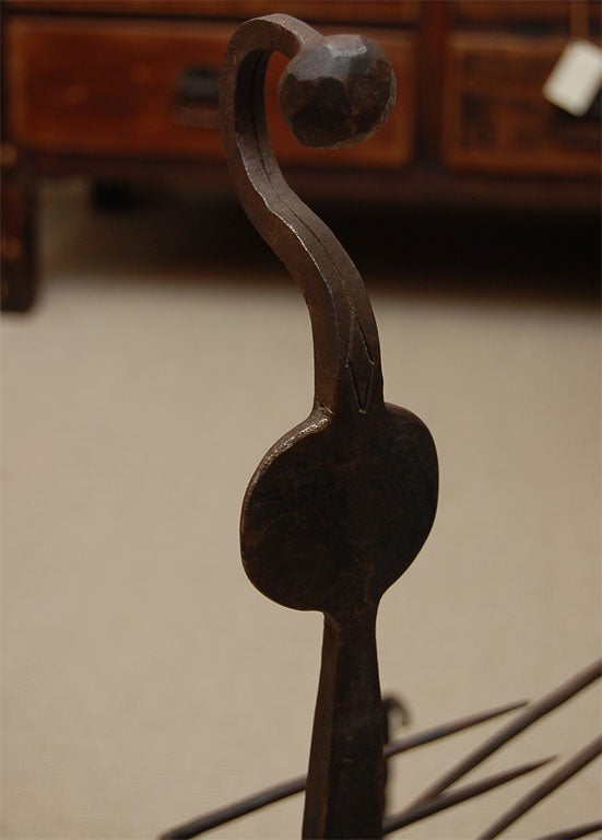 Pair of 19th Century Cast Iron Andirons with Rotisserie Spit 2