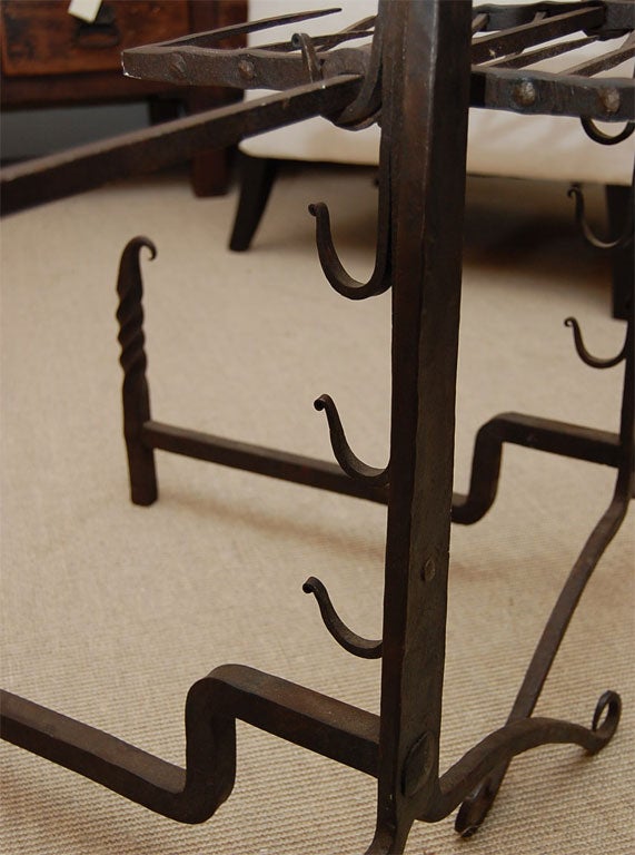 Pair of 19th Century Cast Iron Andirons with Rotisserie Spit 3