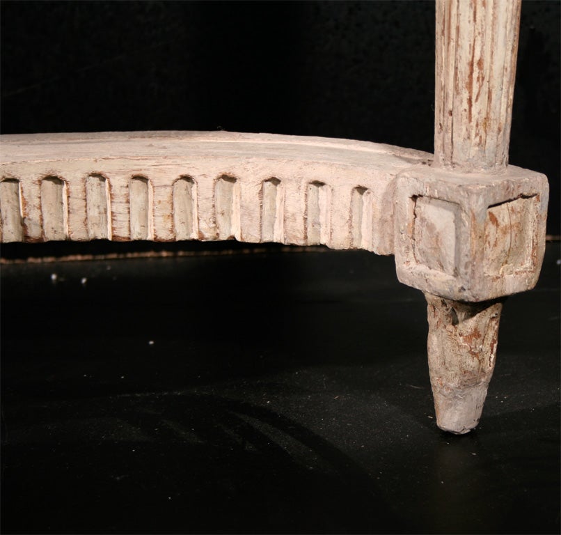 French Very Fine Painted Louis XVI Demilune Console with Marble Top