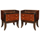 Pair of French Macassar Ebony and Marble Low Bedside Tables