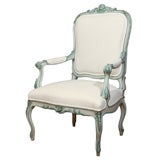 French Beautifully Painted Regence Style Fauteuil