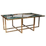 1950'S-60'S Brass Frame Coffee Table with Verre-Eglomise Panels