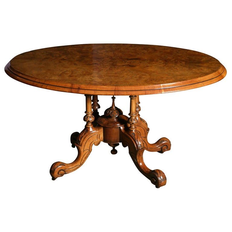 A mid-19th century English tilt - top Walnut Loo Table For Sale