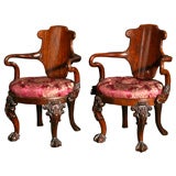 Antique A magnificent pair of Rosewood Armchairs