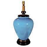 Large Blue Pottery Lamp