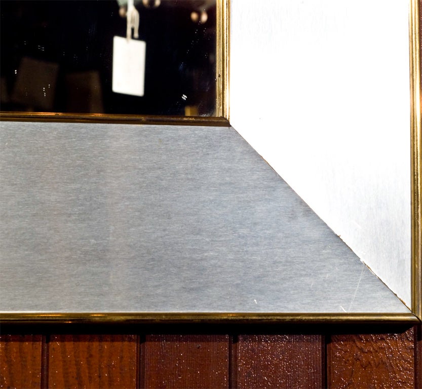 French Steel and Brass Mirror