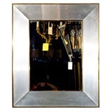 French Steel and Brass Mirror