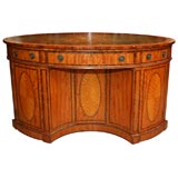 George III Satinwood Oval Inlaid Leather Top Partners Desk