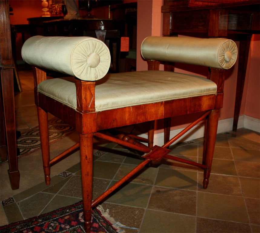 Unusual Directoire Walnut Stool, 19th century