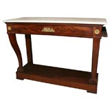 Antique French Empire Marble Top Mahogany Console