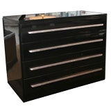 Art Deco Streamline Black Lacquered Commode