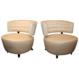 Pair of Creme Slipper Chairs Designed by Gilbert Rohde
