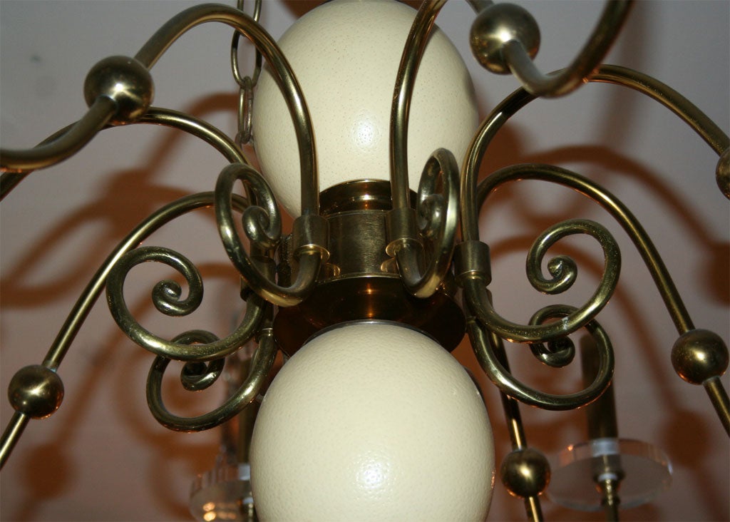 Eight-arm ostrich egg chandelier