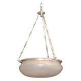 Antique Etched glass and nickeled bronze pendant