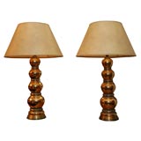 Vintage Pair of Art Moderne Lustreware Ceramic Lamps